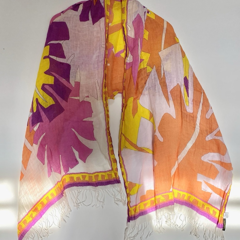 Colorful Leaf Print Scarf